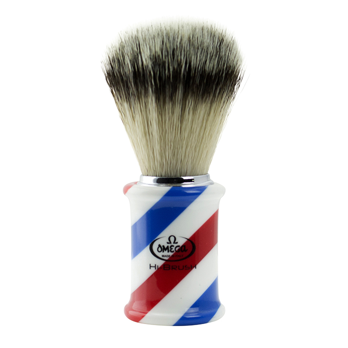 Omega Hi-Brush Synthetic Barber Pole Shaving Brush