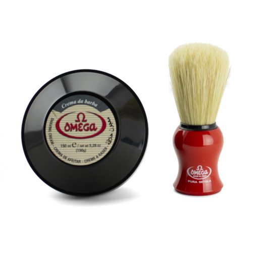Omega Shaving Brush & Cream Set